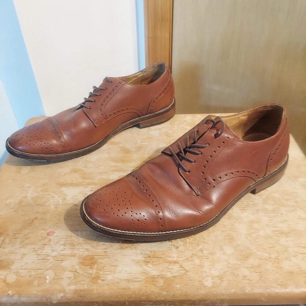 14th & Union Men's US 11 M Brown Leather Derby Cap Toe Oxford Shoes